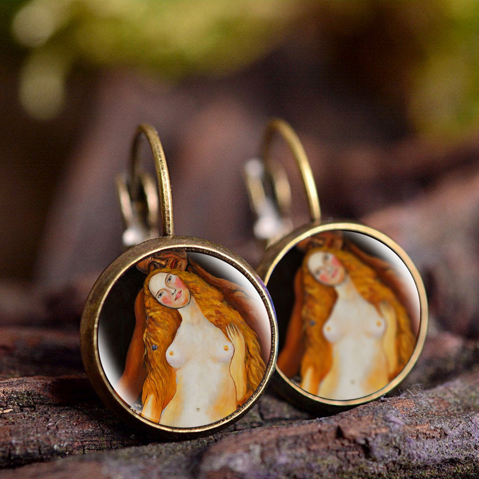 Wholesale wish Foreign Trade Explosions Hot Van Gogh's Painting Time Gem Earrings