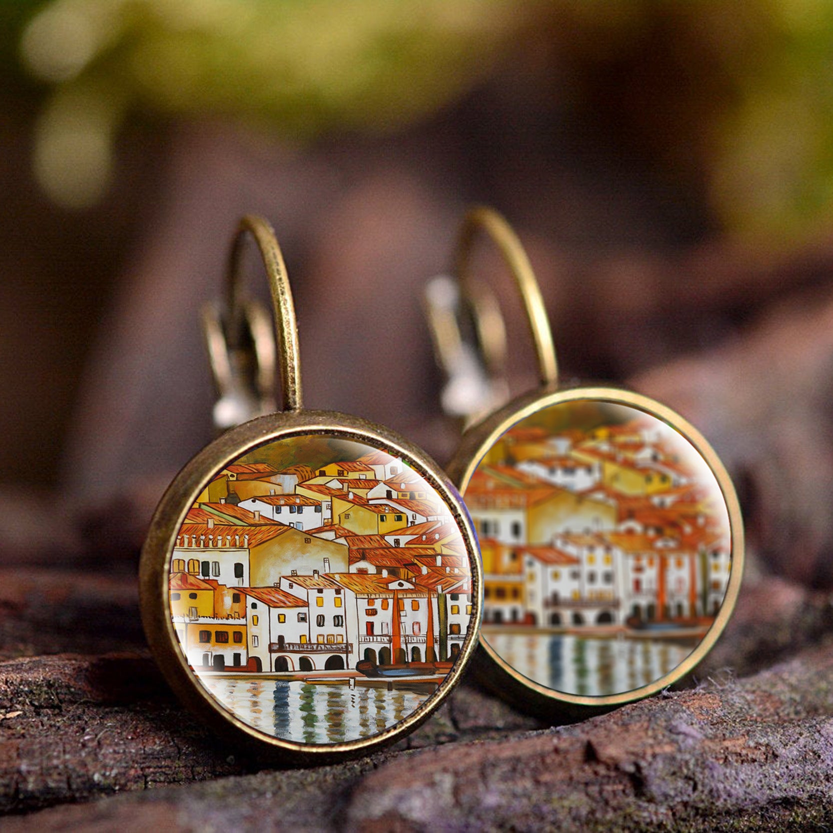 Wholesale wish Foreign Trade Explosions Hot Van Gogh's Painting Time Gem Earrings