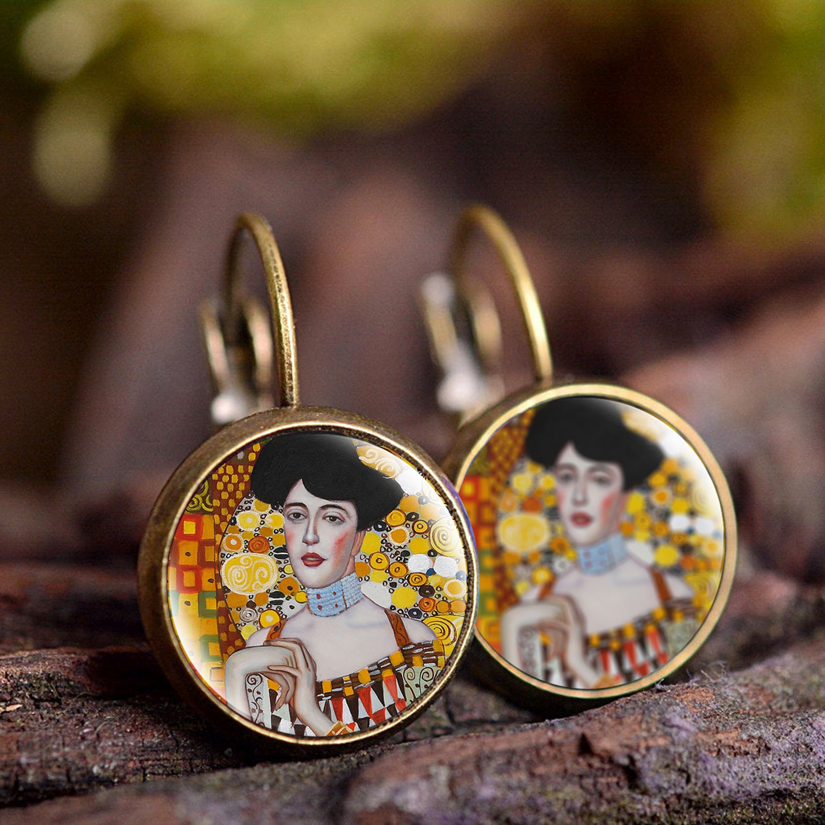 Wholesale wish Foreign Trade Explosions Hot Van Gogh's Painting Time Gem Earrings