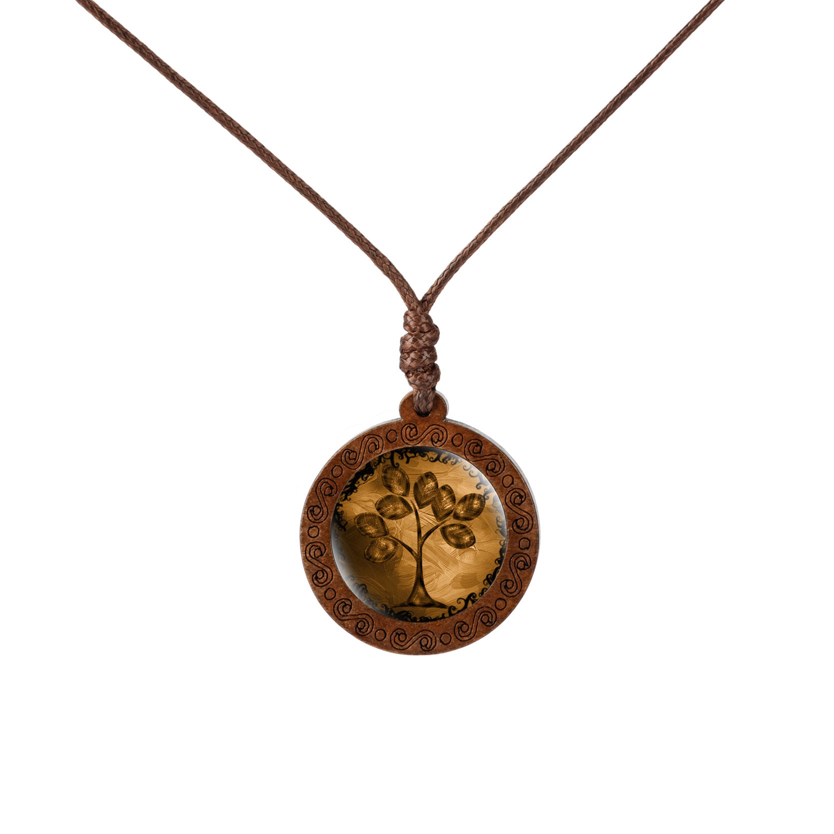 Wholesale Wood Tree of Life Time Gemstone Glass Pendant Necklace
