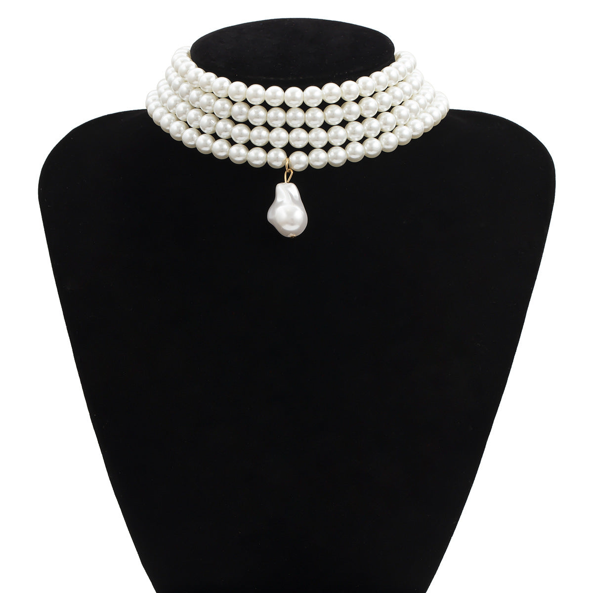 Wholesale Circular Geometric Multi-layer Rice Shaped Pearl Necklaces