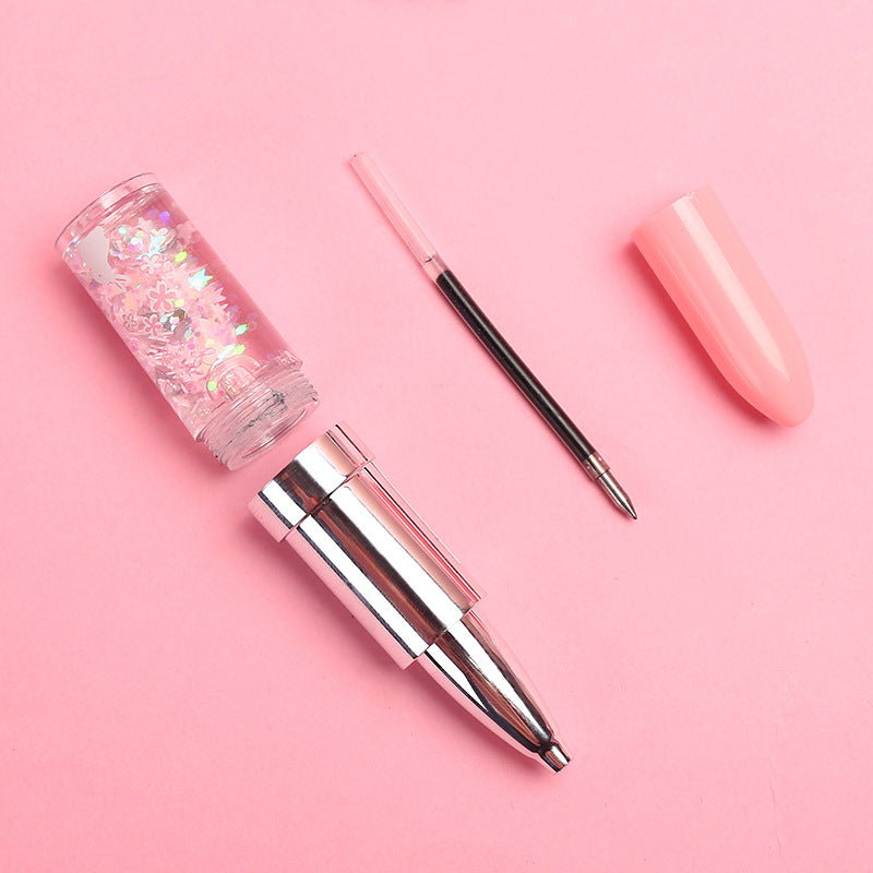 Wholesale Plastic Quicksand Powder Lipstick Shape Ballpoint Pen