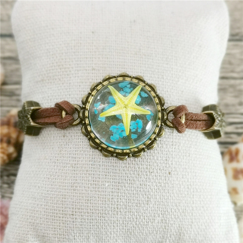 Wholesale New Natural Resin Starfish Conch Bracelet Vintage Jewelry