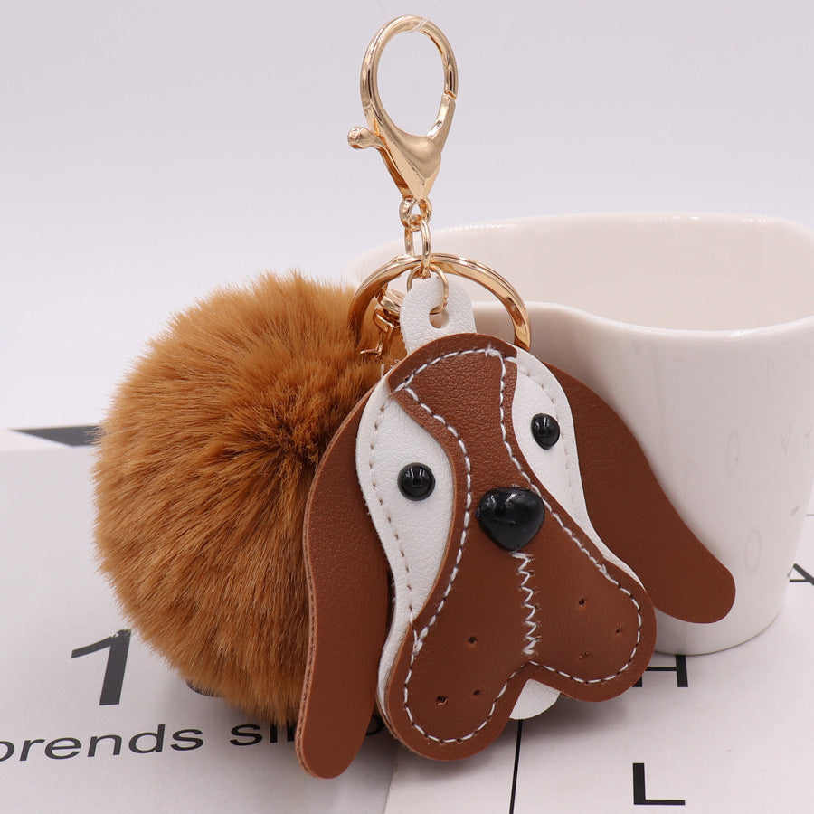Wholesale PU Leather Puppy Plush Keychains