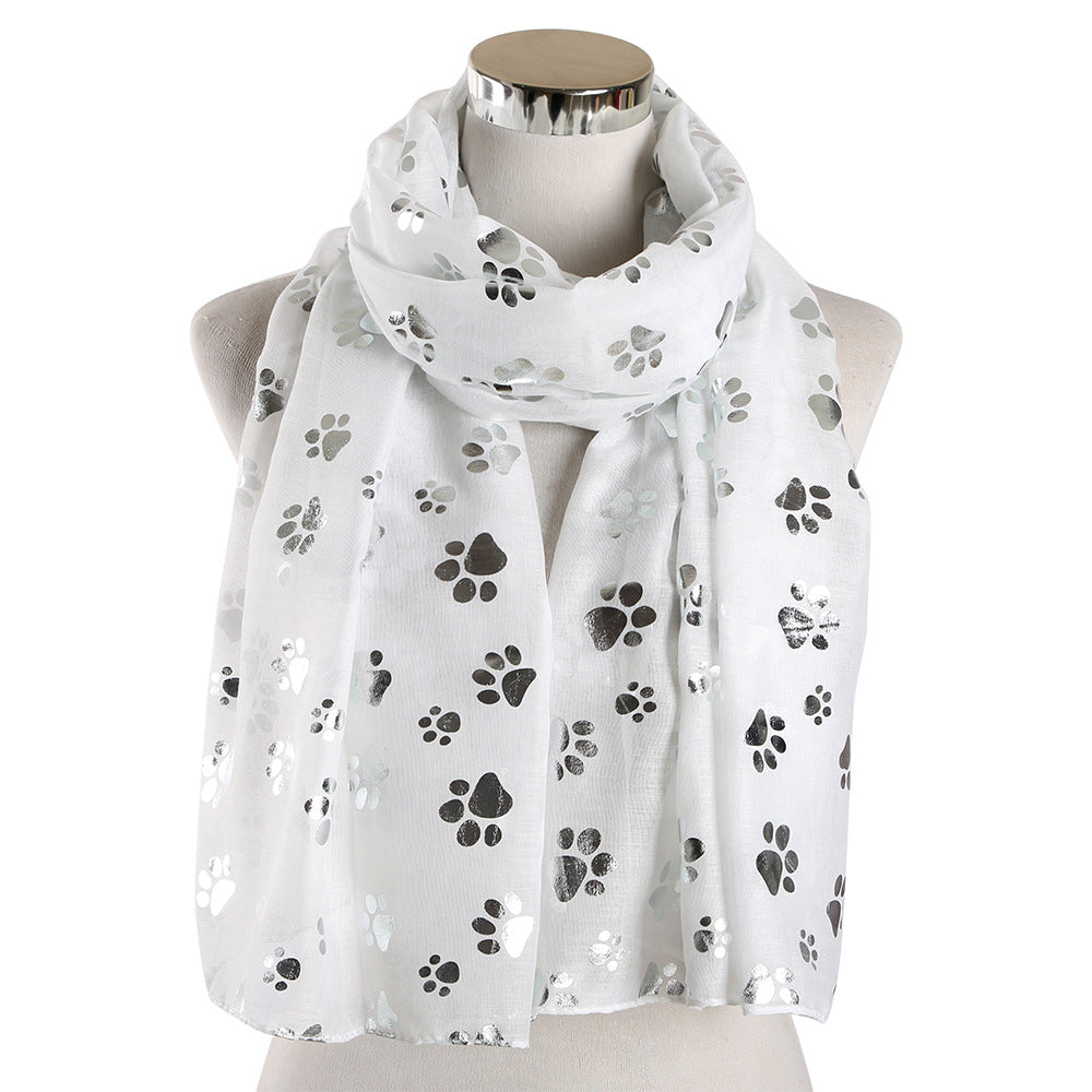 Wholesale Windproof Warm Dog Paw Print Hot Silver Temperament Shawl Scarf