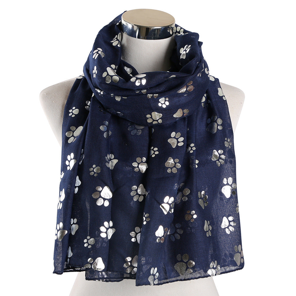 Wholesale Windproof Warm Dog Paw Print Hot Silver Temperament Shawl Scarf