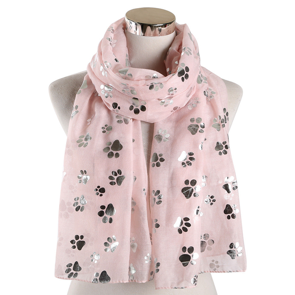 Wholesale Windproof Warm Dog Paw Print Hot Silver Temperament Shawl Scarf