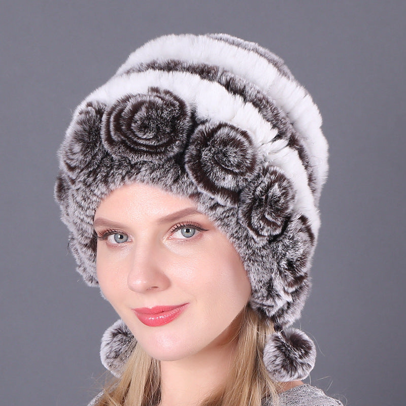 Wholesale Warm Thickened Ear Protection Fur Rex Rabbit Hat