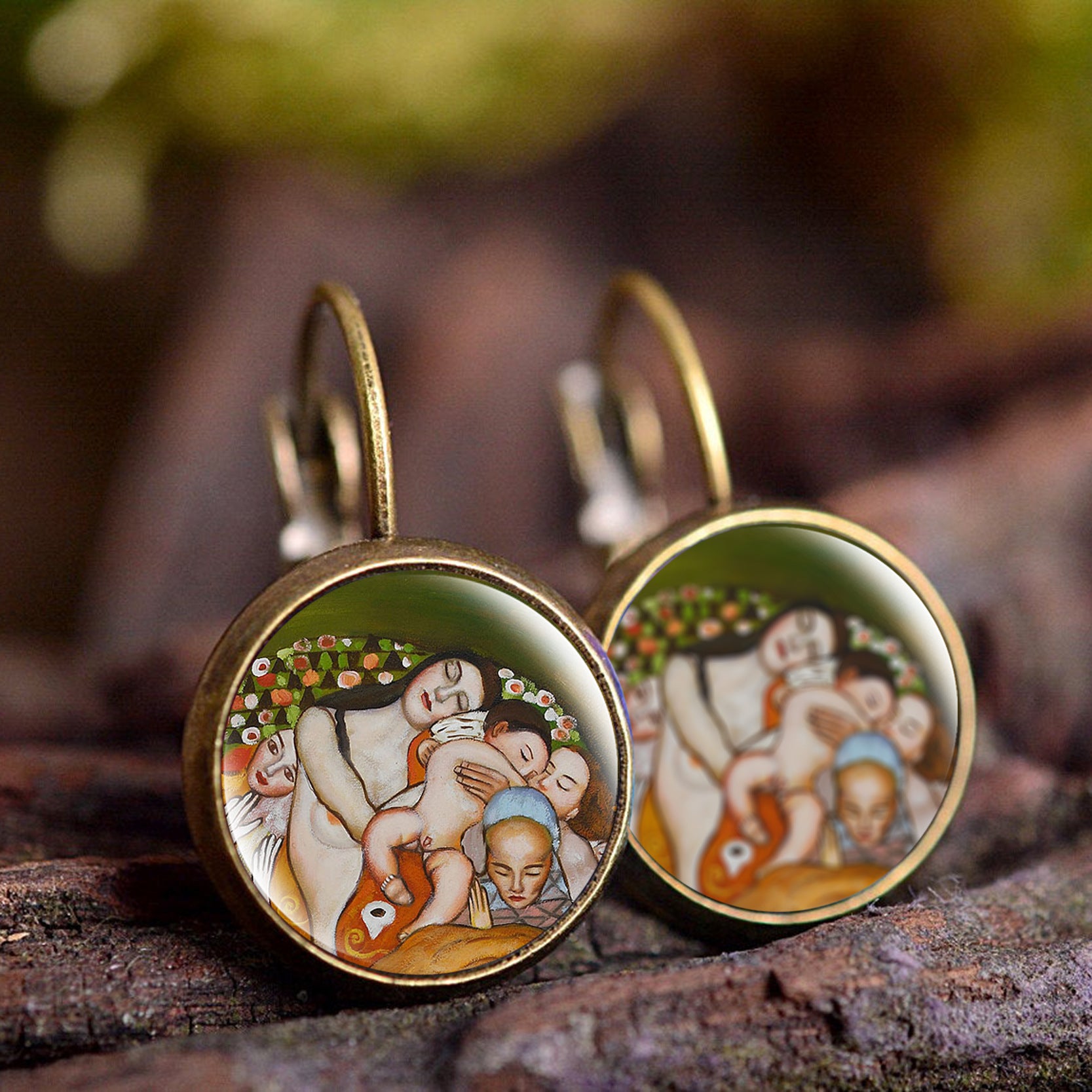 Wholesale wish Foreign Trade Explosions Hot Van Gogh's Painting Time Gem Earrings