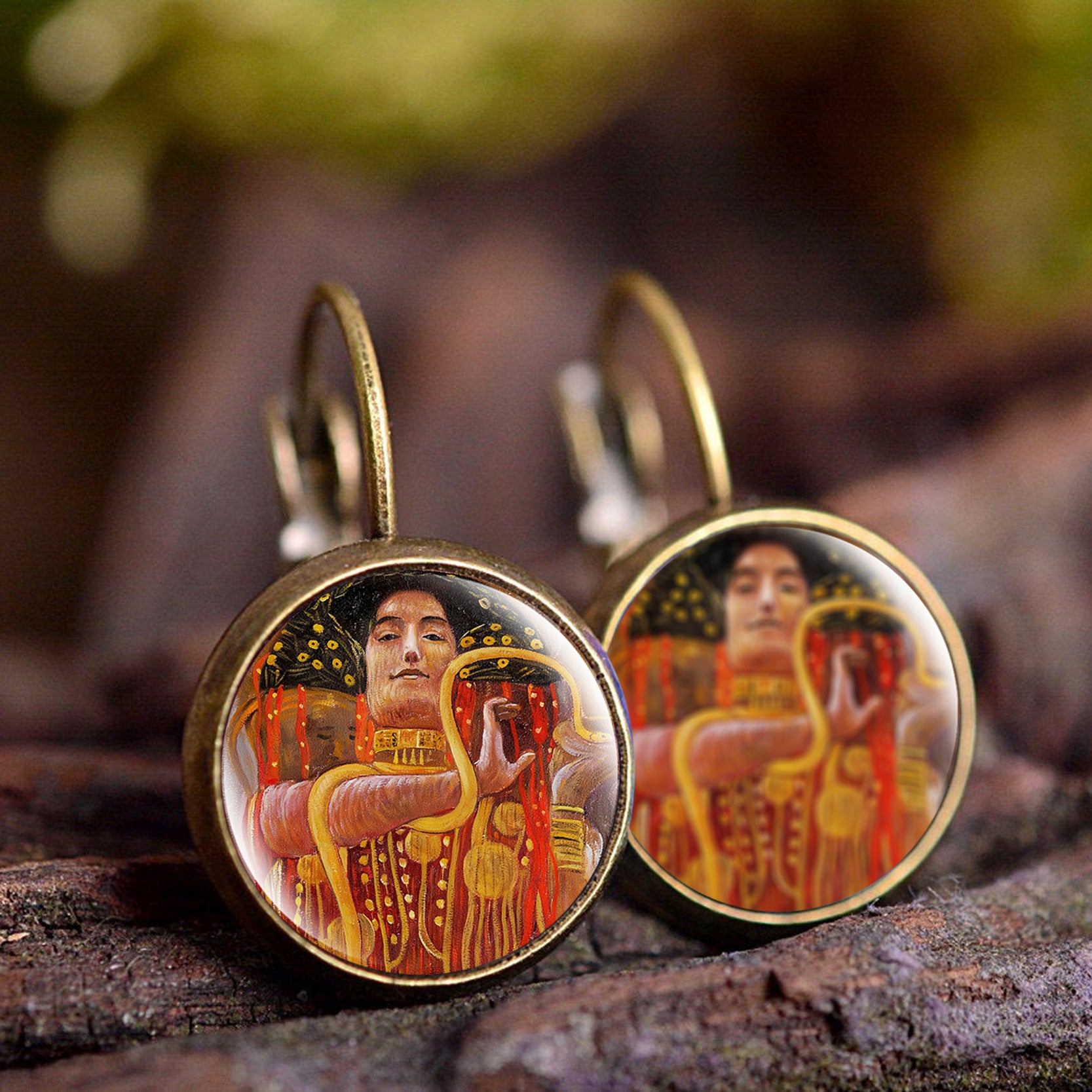 Wholesale wish Foreign Trade Explosions Hot Van Gogh's Painting Time Gem Earrings