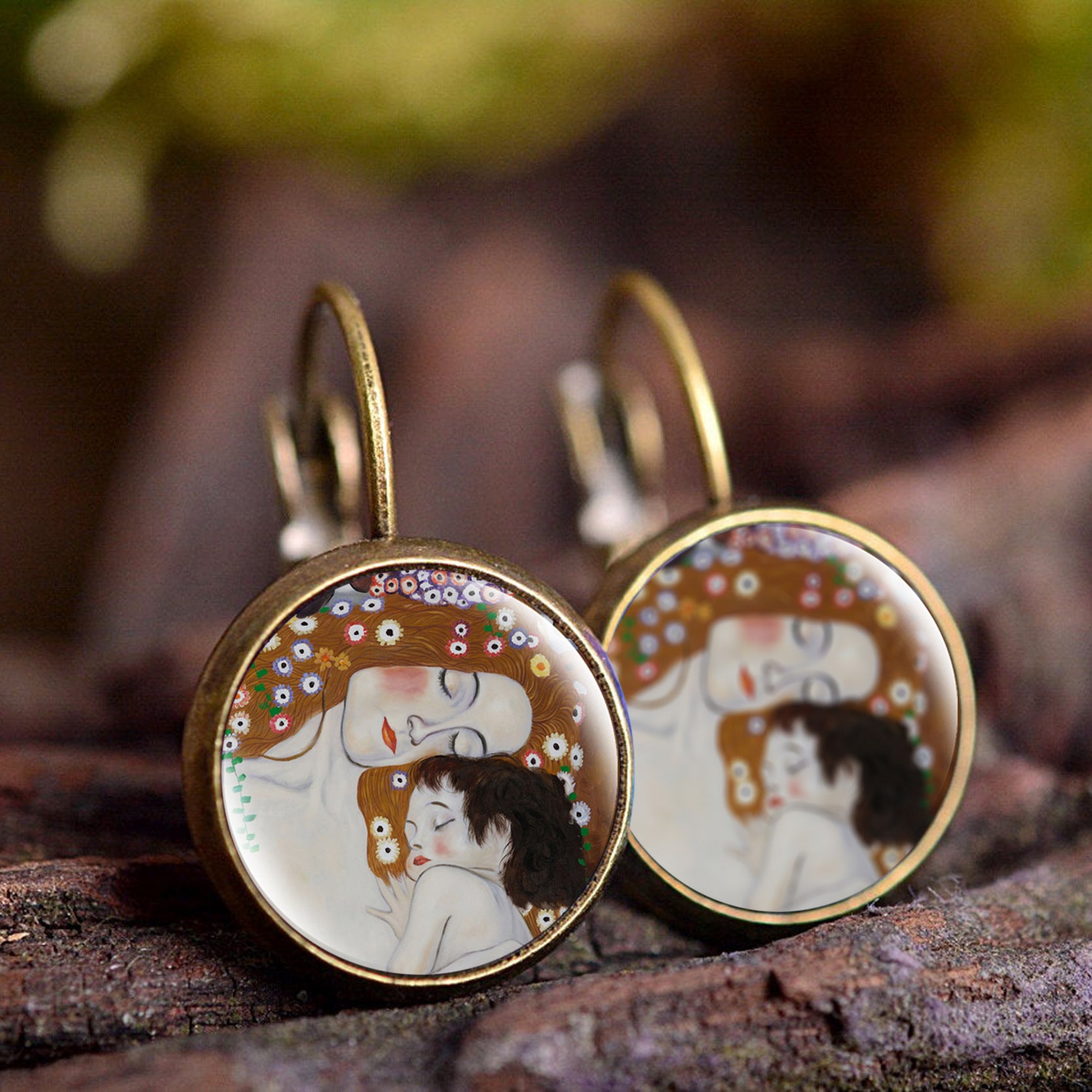 Wholesale wish Foreign Trade Explosions Hot Van Gogh's Painting Time Gem Earrings