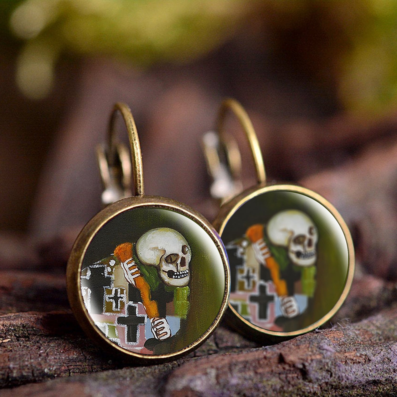 Wholesale wish Foreign Trade Explosions Hot Van Gogh's Painting Time Gem Earrings