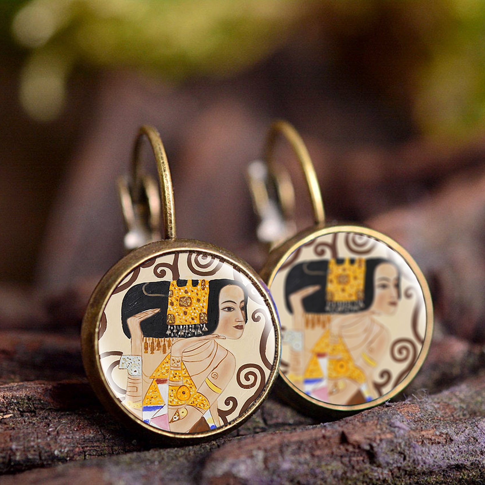 Wholesale wish Foreign Trade Explosions Hot Van Gogh's Painting Time Gem Earrings