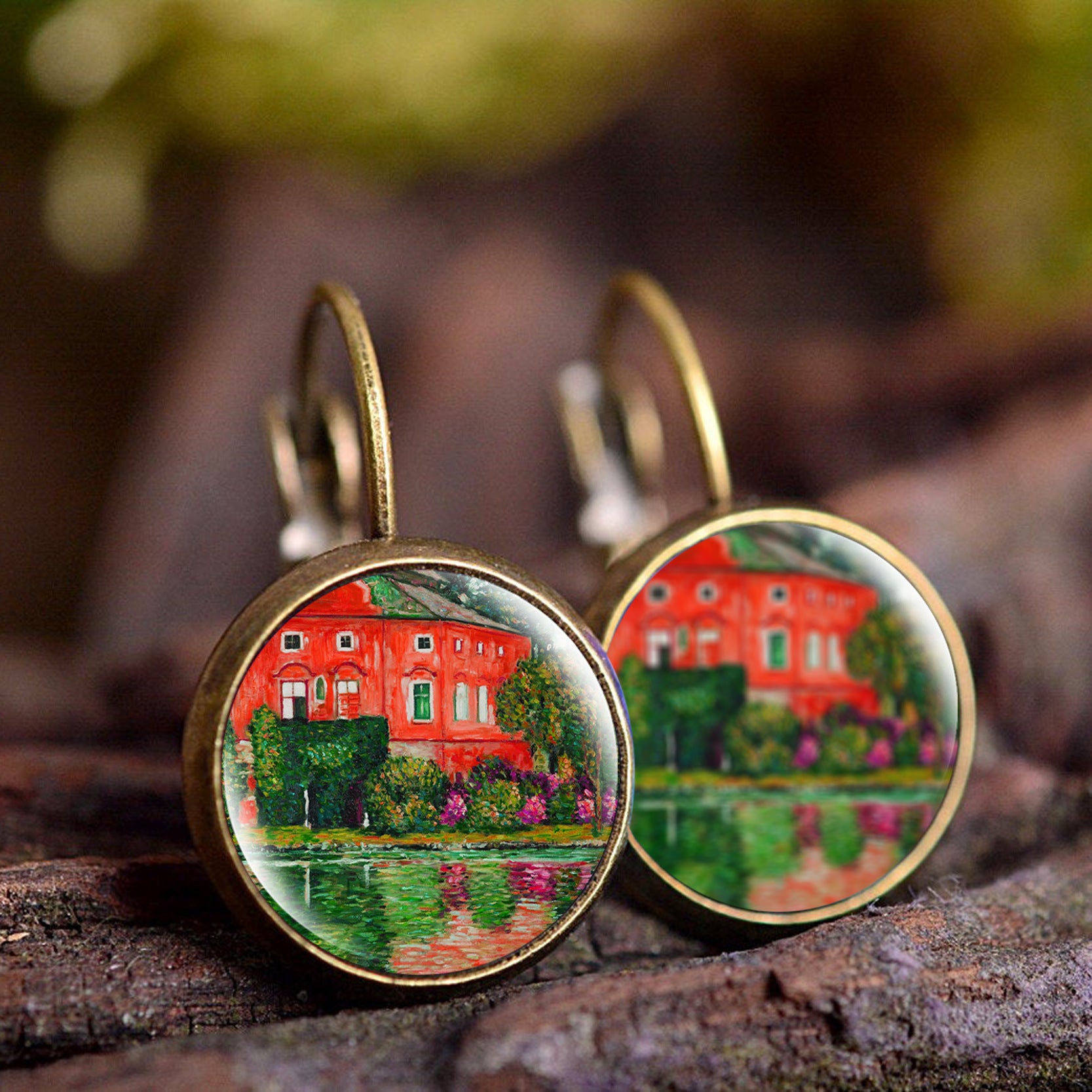 Wholesale wish Foreign Trade Explosions Hot Van Gogh's Painting Time Gem Earrings