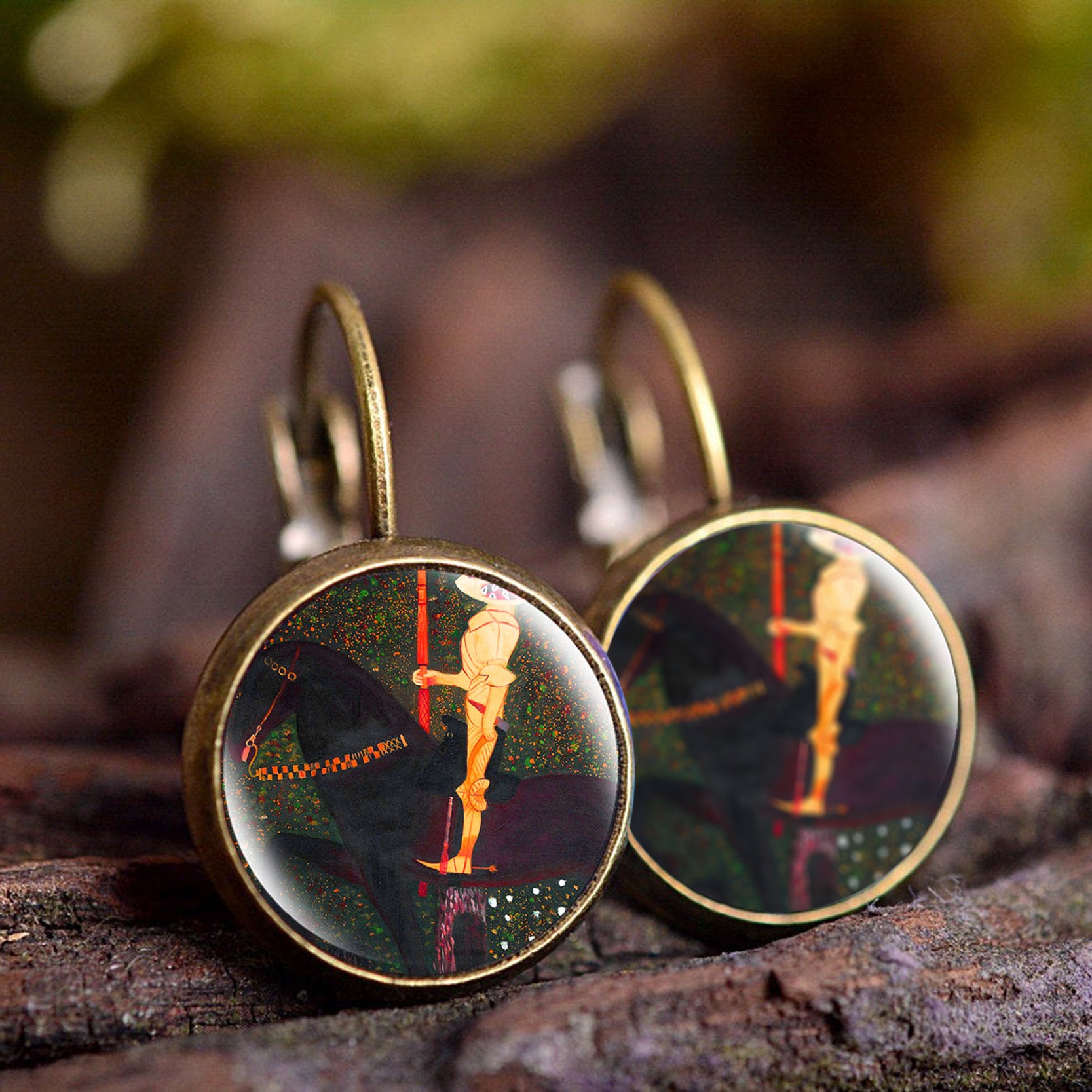 Wholesale wish Foreign Trade Explosions Hot Van Gogh's Painting Time Gem Earrings