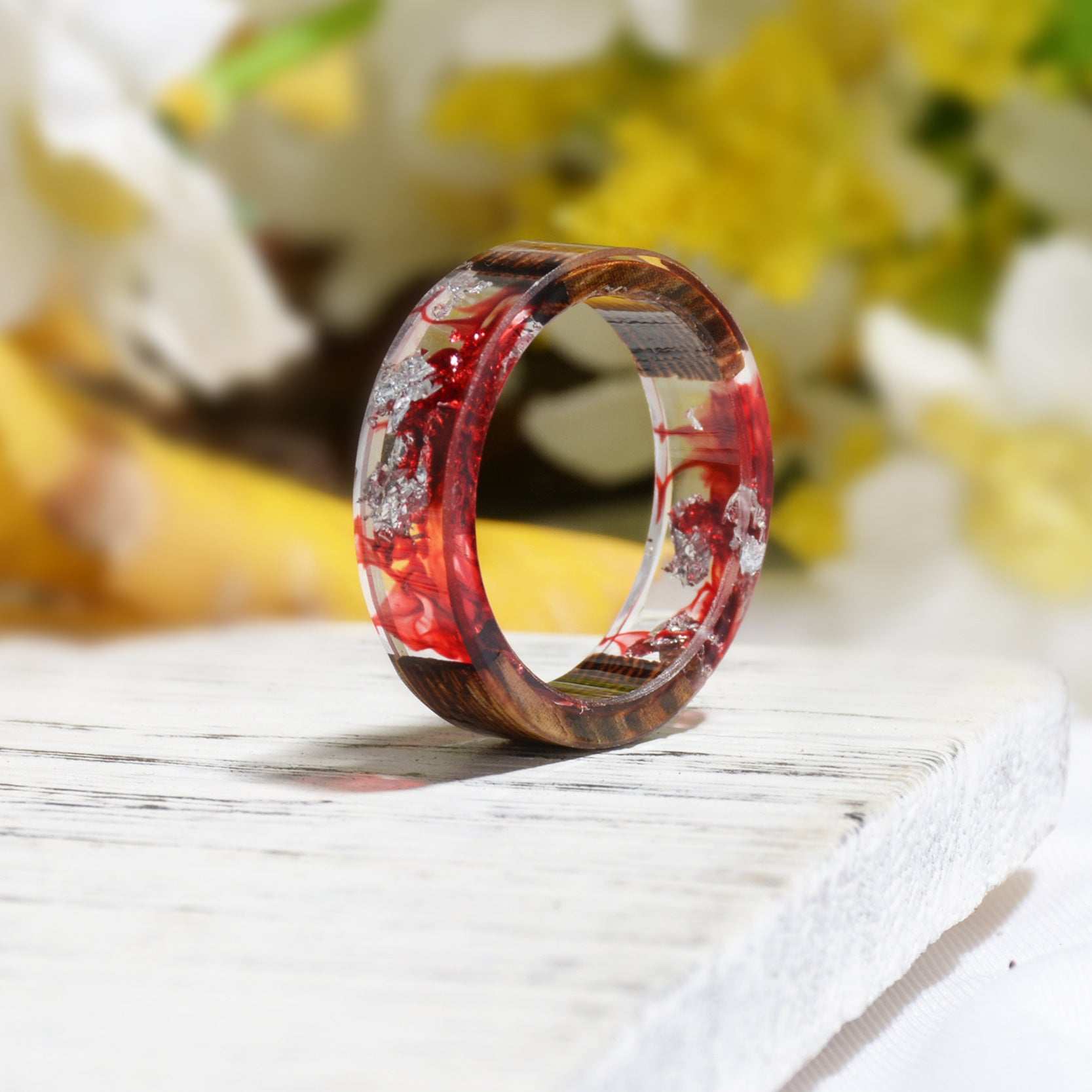 Wholesale diy handmade dried flower glue ring