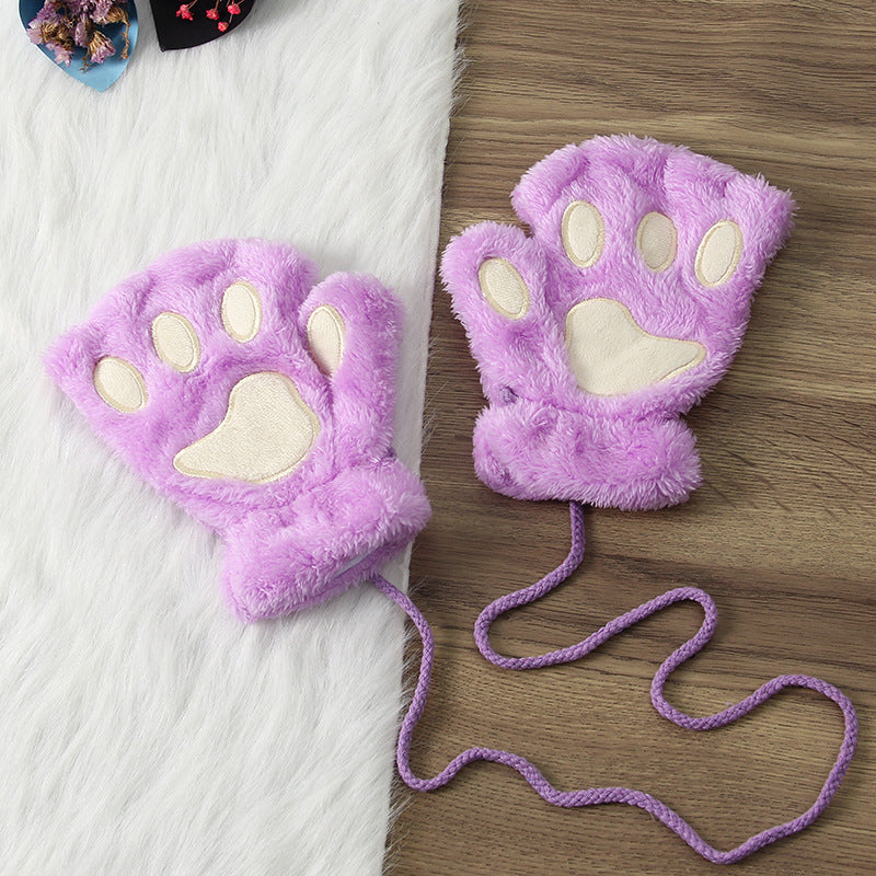 Wholesale Cat Claw Plush Thickened Polyester Glove