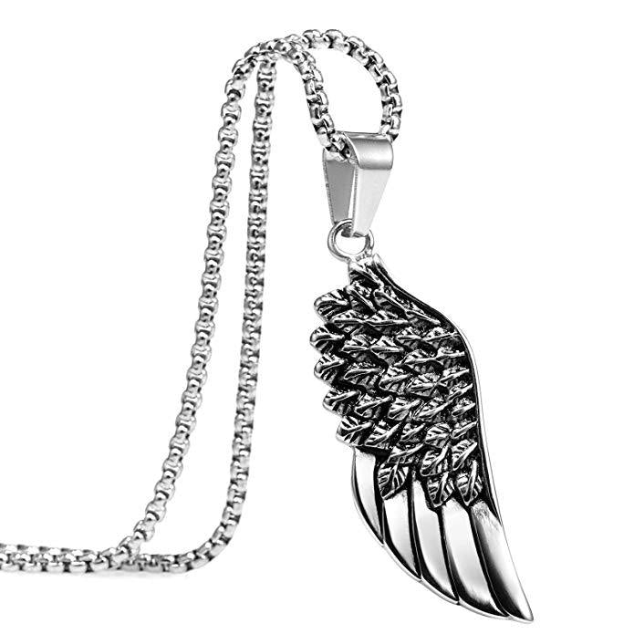 Wholesale Openwork Wings Pendant Stainless Steel Necklaces