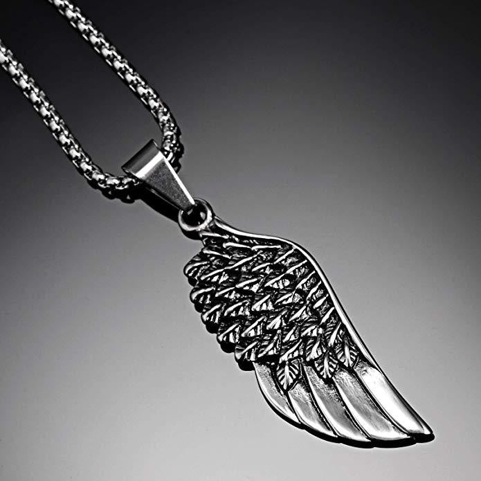 Wholesale Openwork Wings Pendant Stainless Steel Necklaces