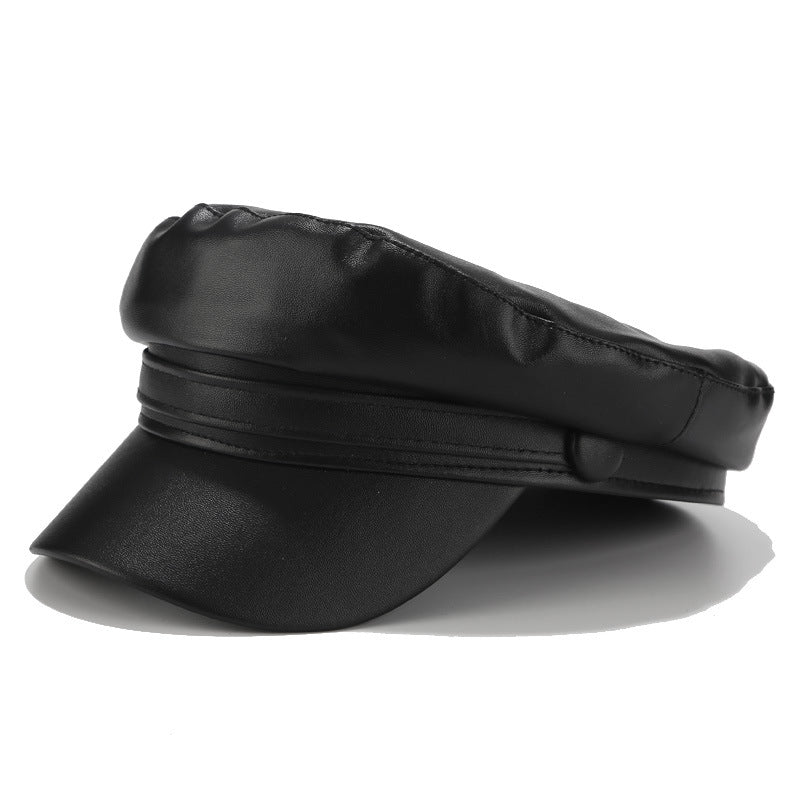 Wholesale Autumn Winter PU All-match Navy Cap