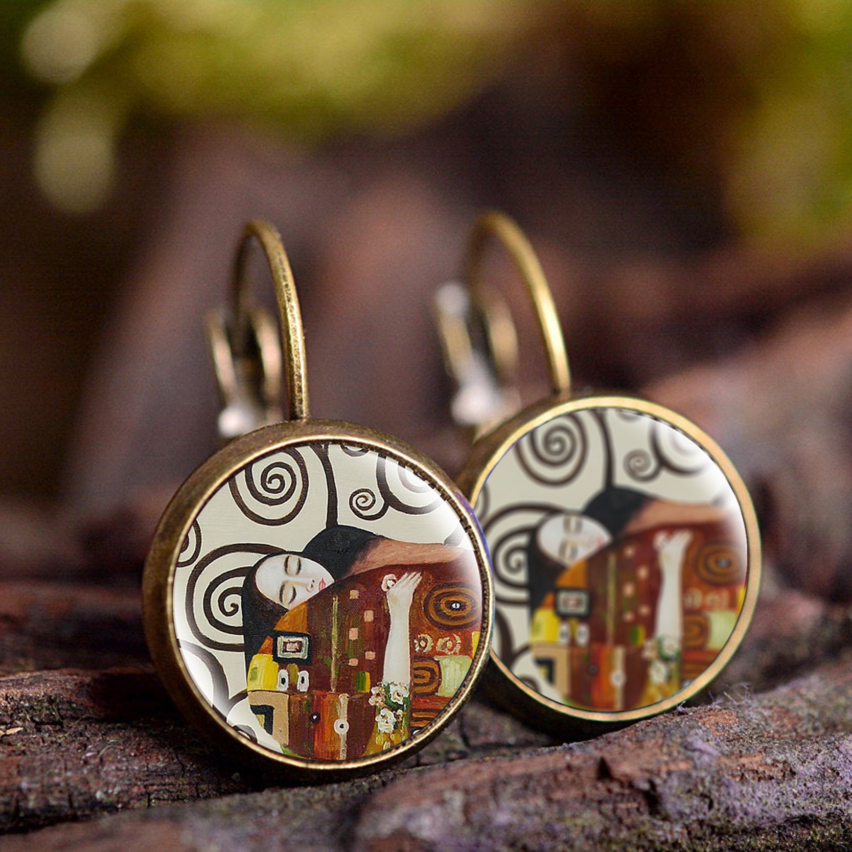 Wholesale wish Foreign Trade Explosions Hot Van Gogh's Painting Time Gem Earrings