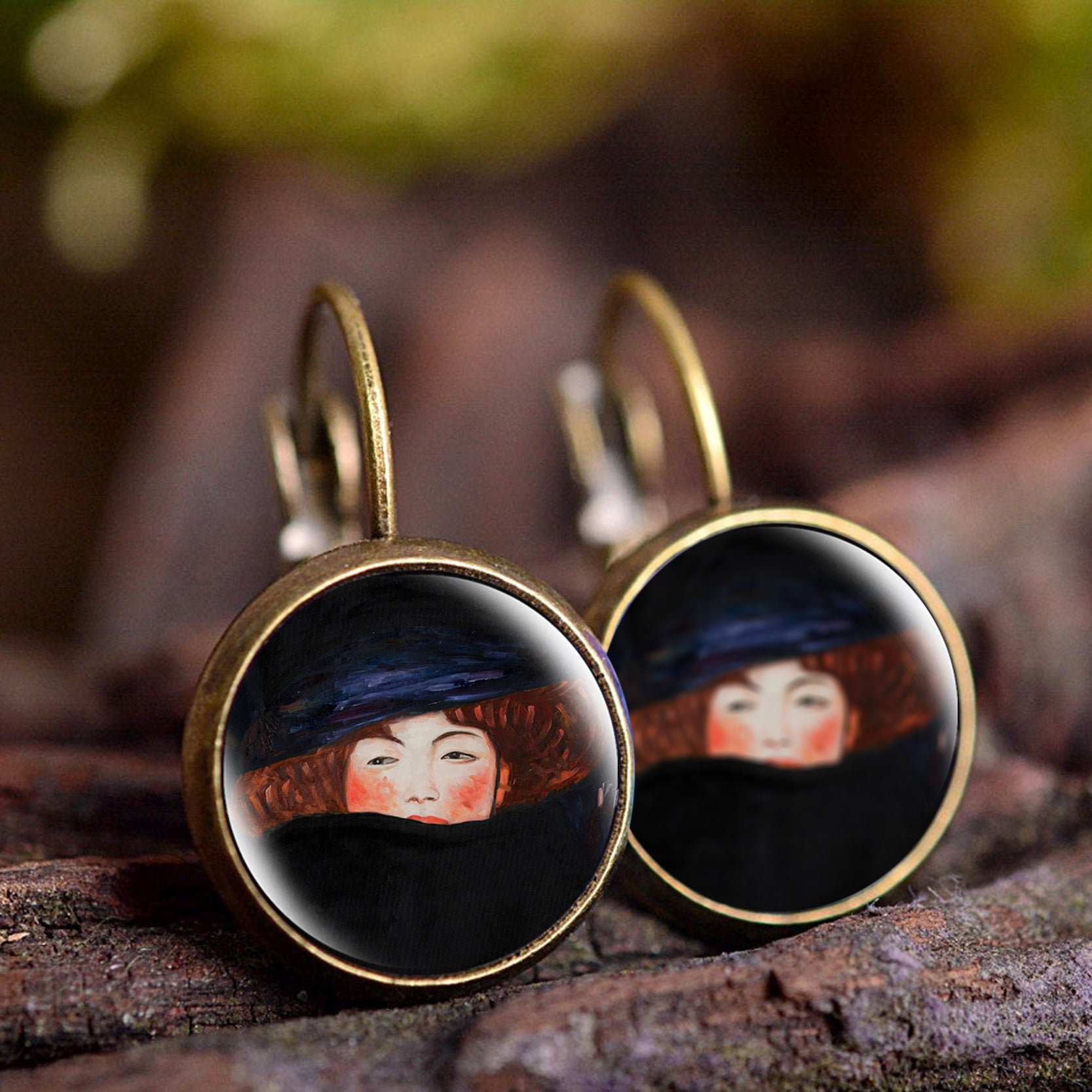 Wholesale wish Foreign Trade Explosions Hot Van Gogh's Painting Time Gem Earrings