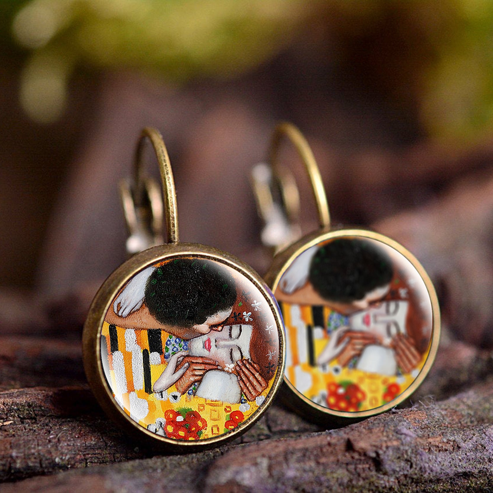 Wholesale wish Foreign Trade Explosions Hot Van Gogh's Painting Time Gem Earrings