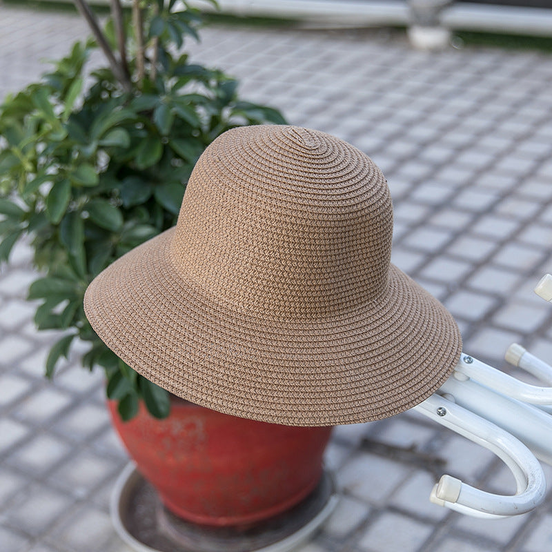 Wholesale Summer Solid Color Dome Holiday Beach Hat Drooping Straw Hat Visor