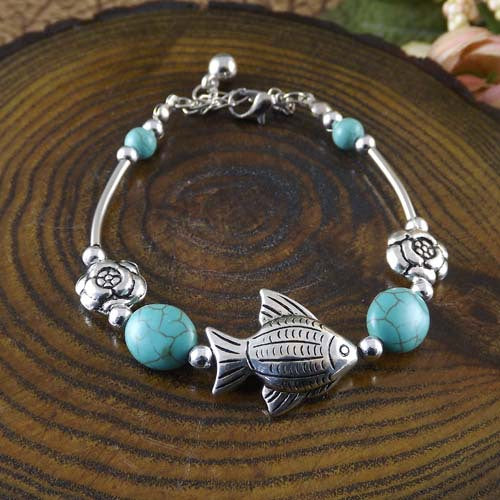 Wholesale Nepalese Retro Ethnic Style Turquoise Alloy Bracelet