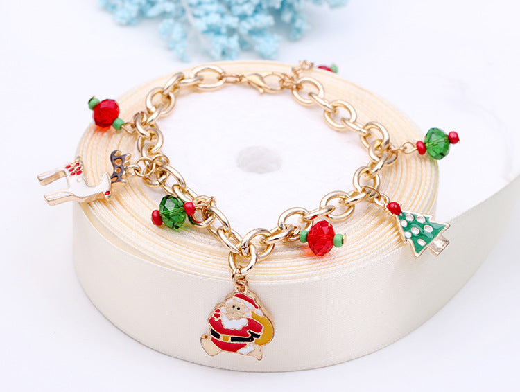 Wholesale Santa Claus Alloy Drip Oil Bracelet