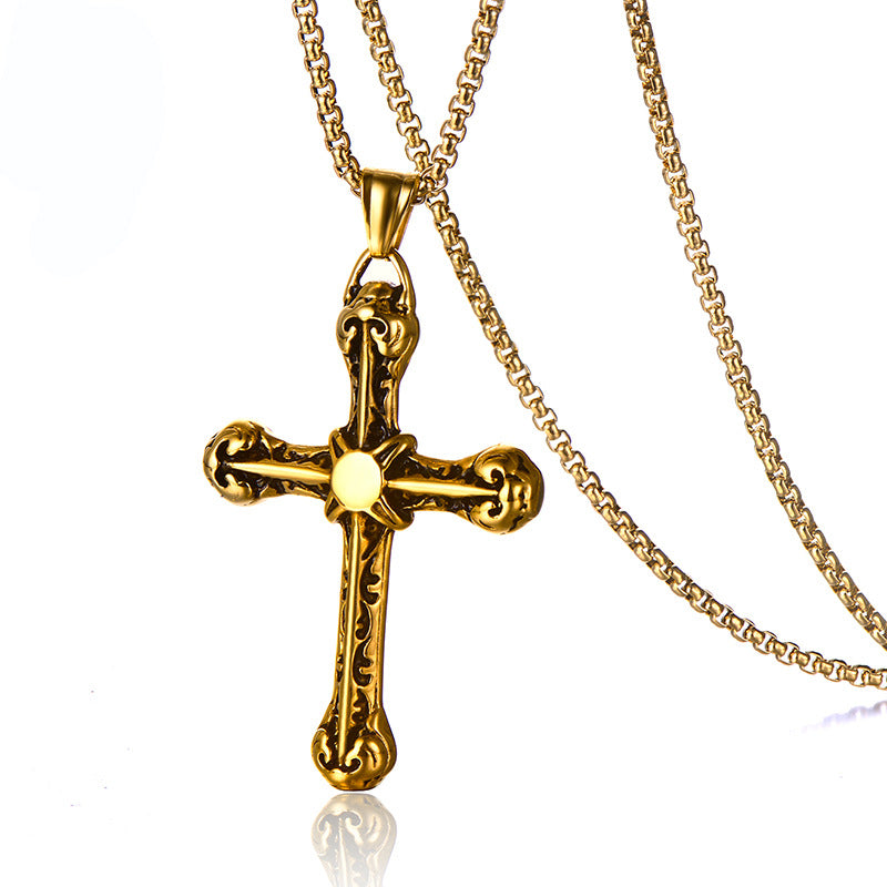Wholesale Titanium Steel Gold and Silver Cross Necklace