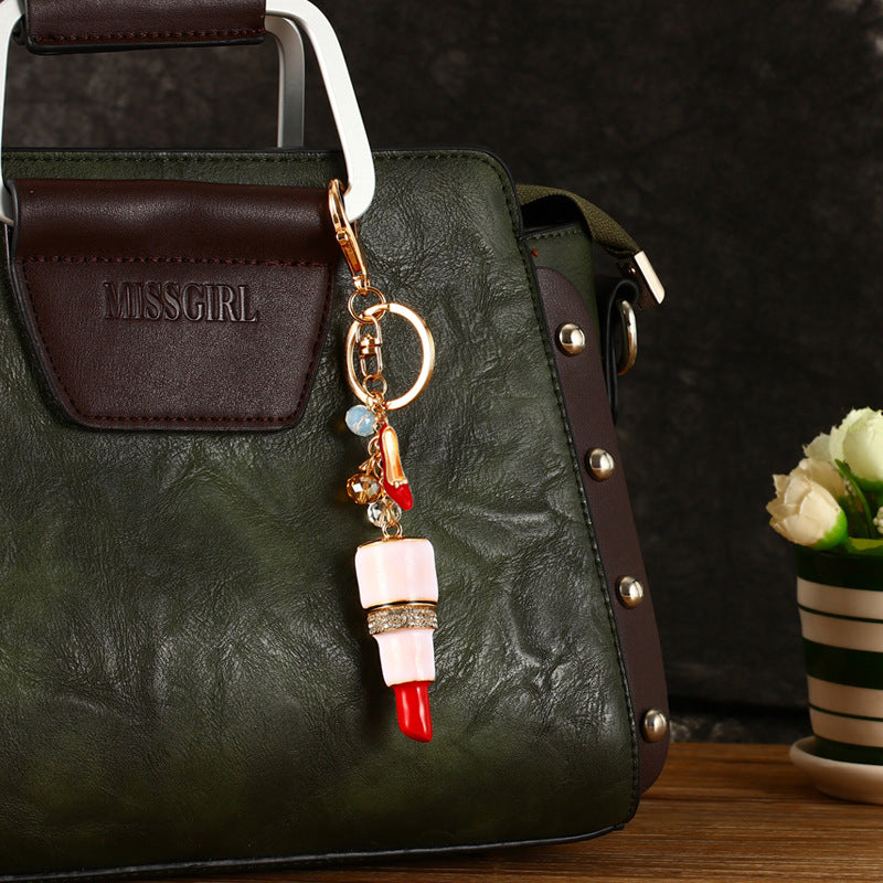 Wholesale Rhinestone Lipstick Metal Keychains