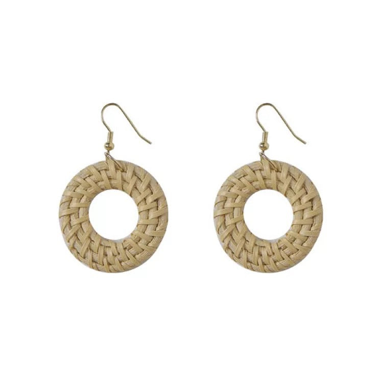 Wholesale Vintage Geometric Round Rattan Earrings