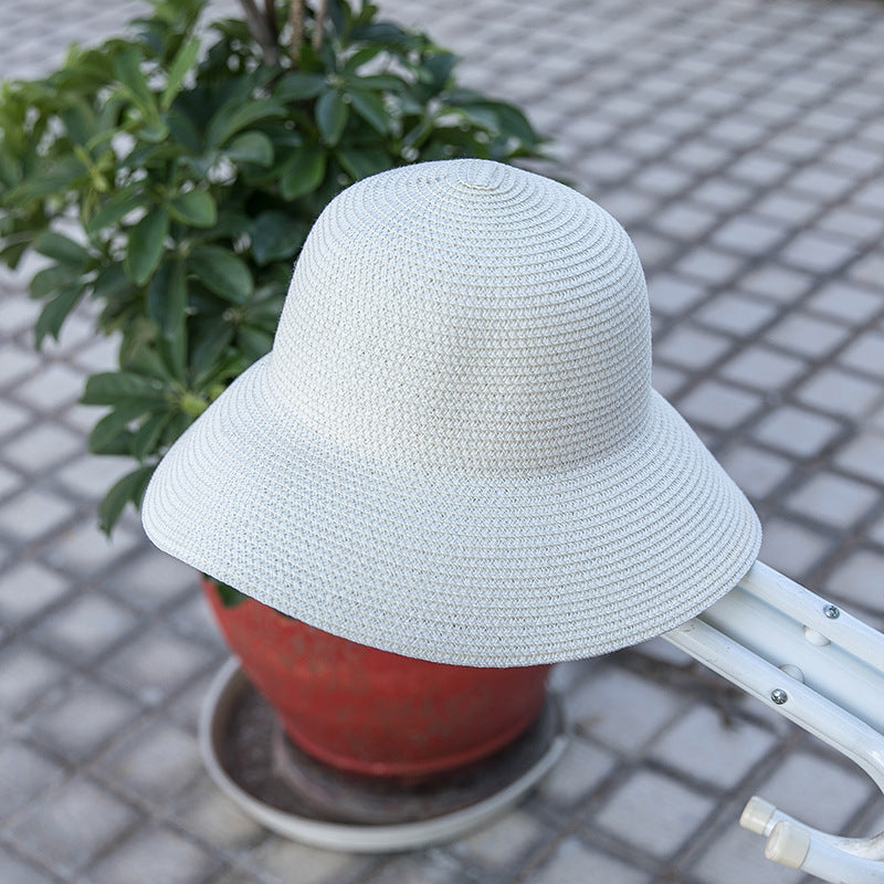 Wholesale Summer Solid Color Dome Holiday Beach Hat Drooping Straw Hat Visor