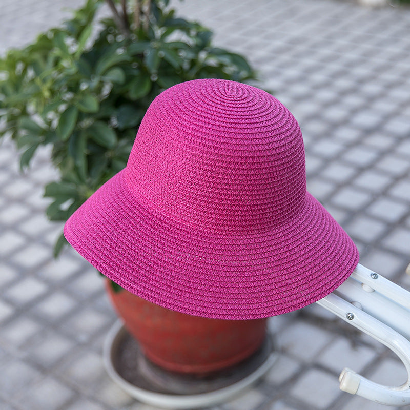 Wholesale Summer Solid Color Dome Holiday Beach Hat Drooping Straw Hat Visor