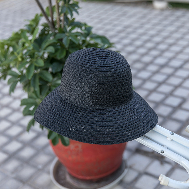 Wholesale Summer Solid Color Dome Holiday Beach Hat Drooping Straw Hat Visor