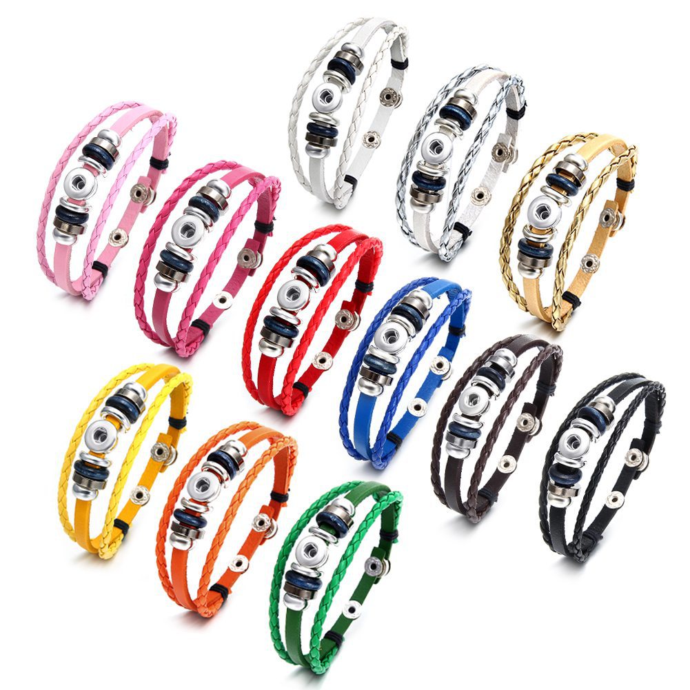 Wholesale 4-piece buckle leather bracelet diy crystal bracelet pendant