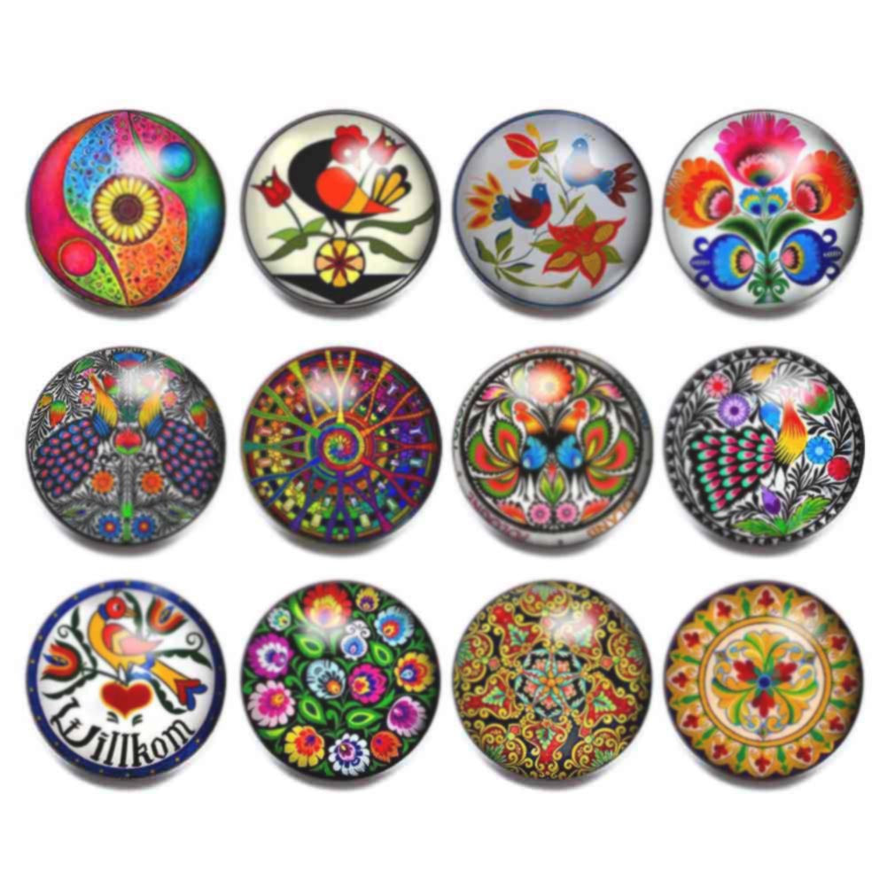Wholesale 10pcs Alloy 18MM Glass Buttons Dutch Buttons