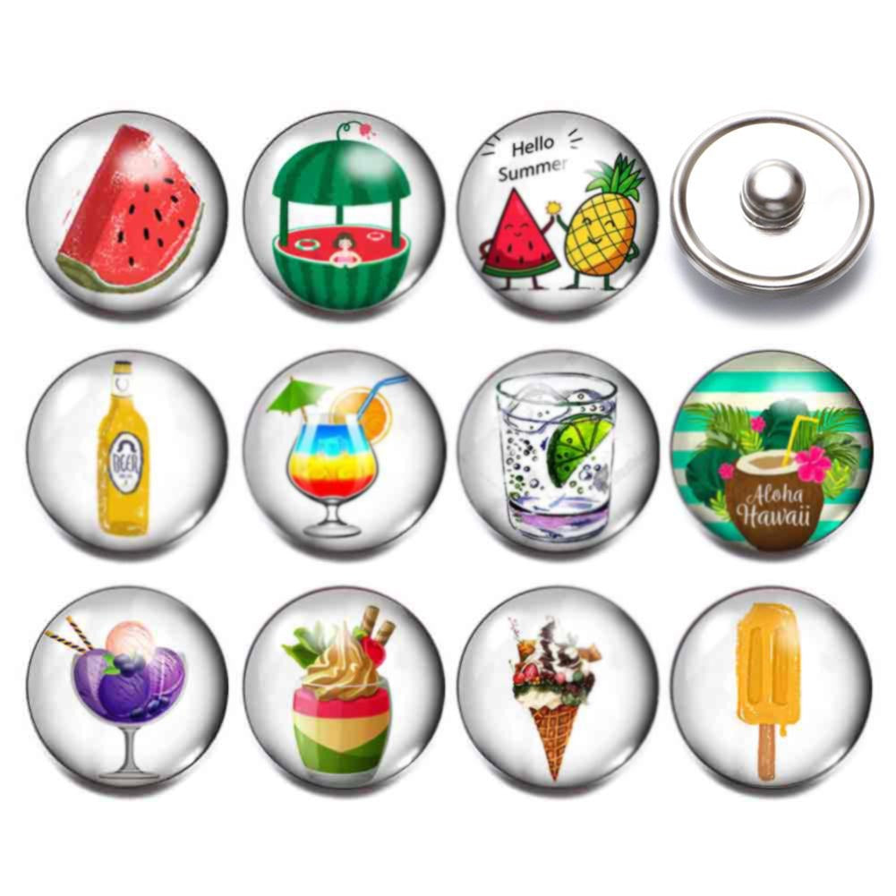 Wholesale 10pcs Alloy 18MM Glass Buttons Dutch Buttons