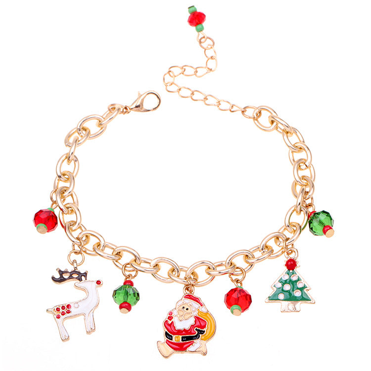 Wholesale Santa Claus Alloy Drip Oil Bracelet