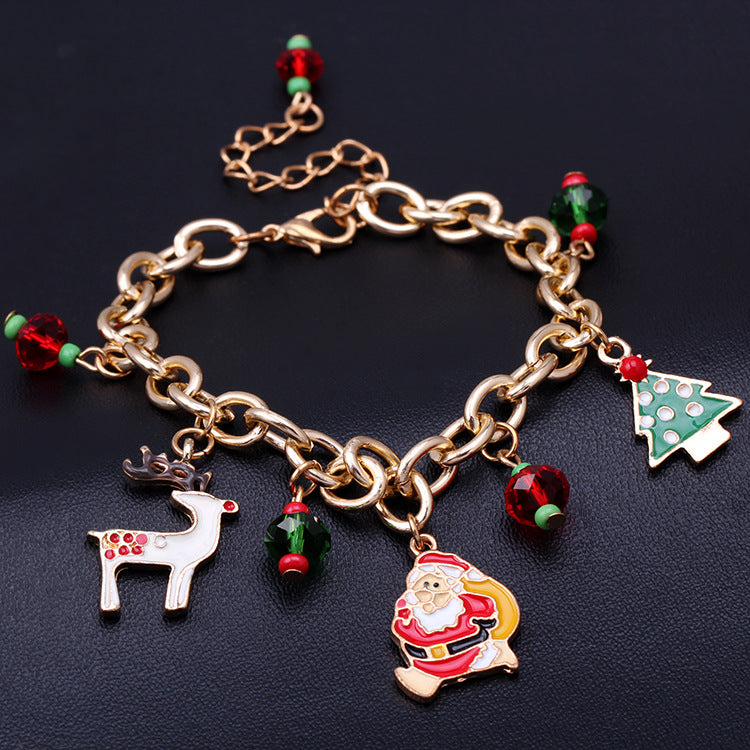 Wholesale Santa Claus Alloy Drip Oil Bracelet