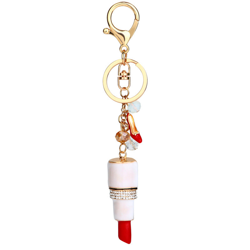 Wholesale Rhinestone Lipstick Metal Keychains