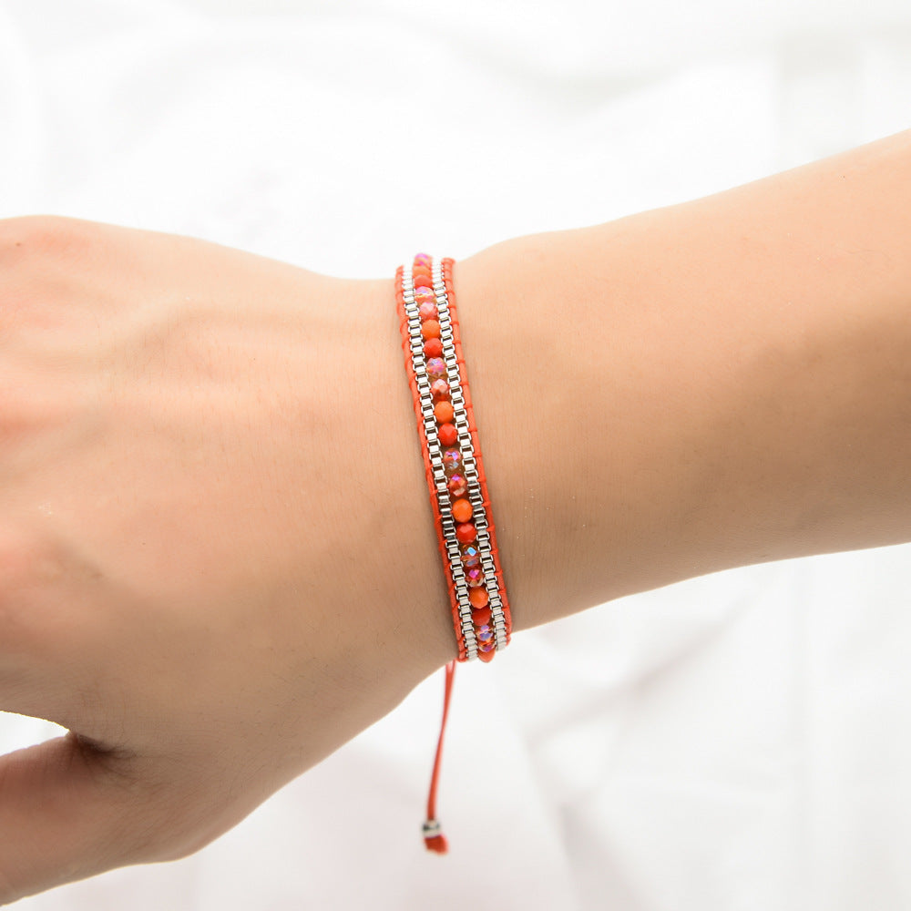 Wholesale Handwoven Vintage Ethnic Style Diamond Bracelet