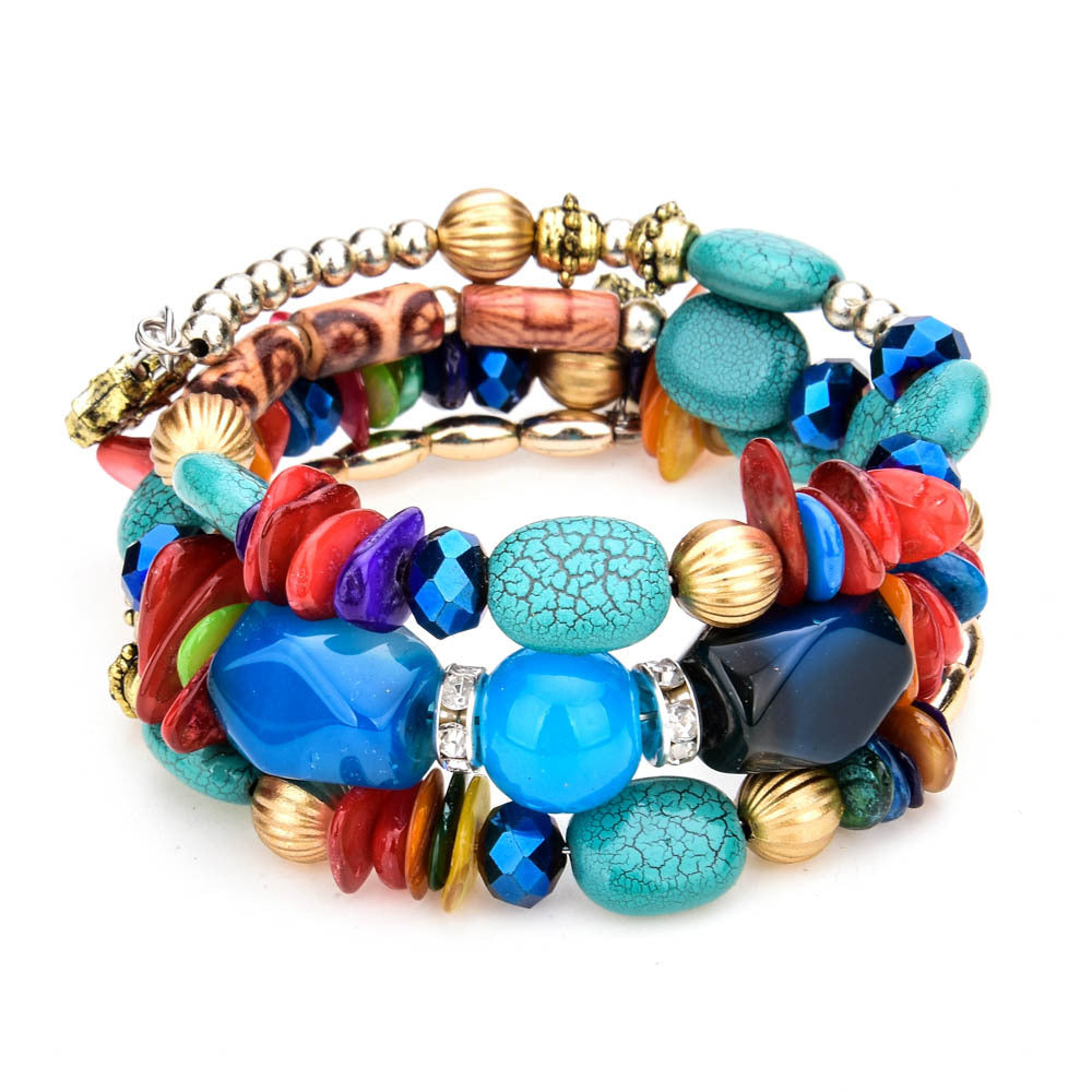 Wholesale Colorful Natural Stone Turquoise Beads Multilayer Bracelet