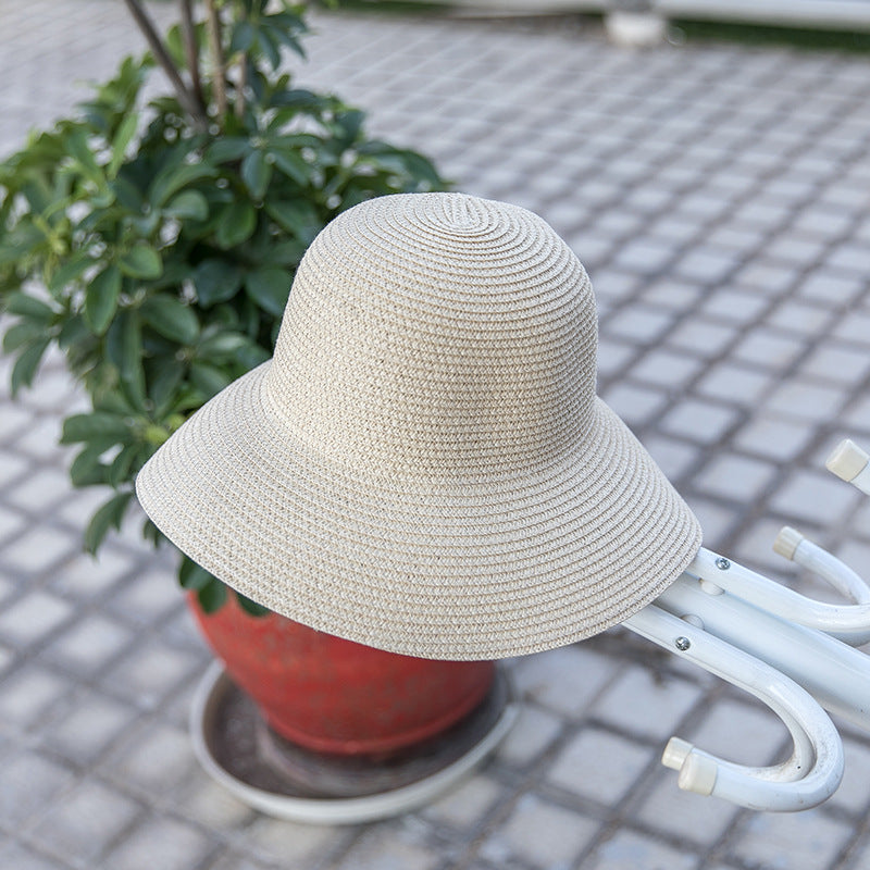 Wholesale Summer Solid Color Dome Holiday Beach Hat Drooping Straw Hat Visor
