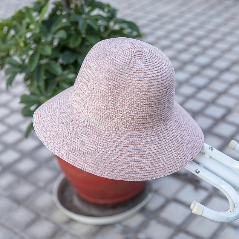 Wholesale Summer Solid Color Dome Holiday Beach Hat Drooping Straw Hat Visor