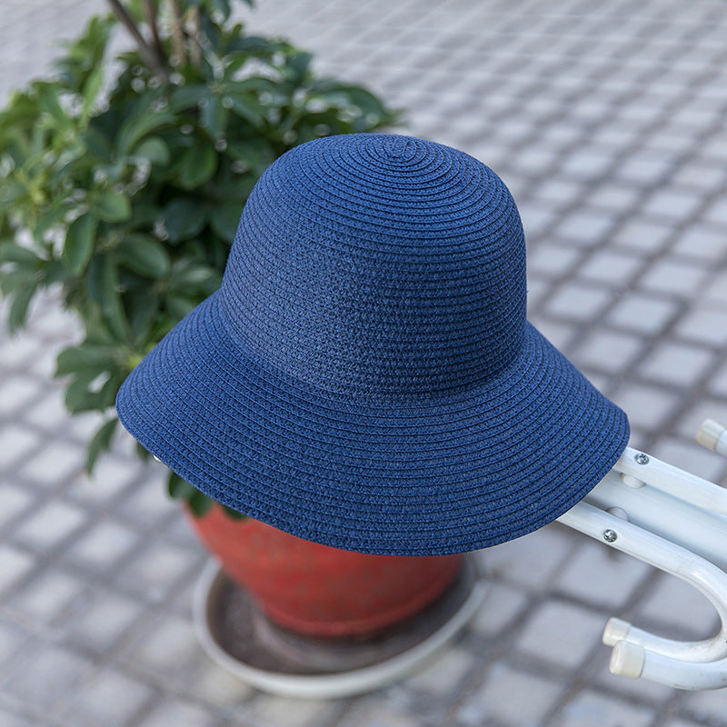 Wholesale Summer Solid Color Dome Holiday Beach Hat Drooping Straw Hat Visor