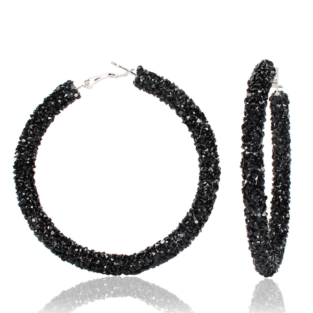 Wholesale Simple Rhinestone Large Hoop Earrings
