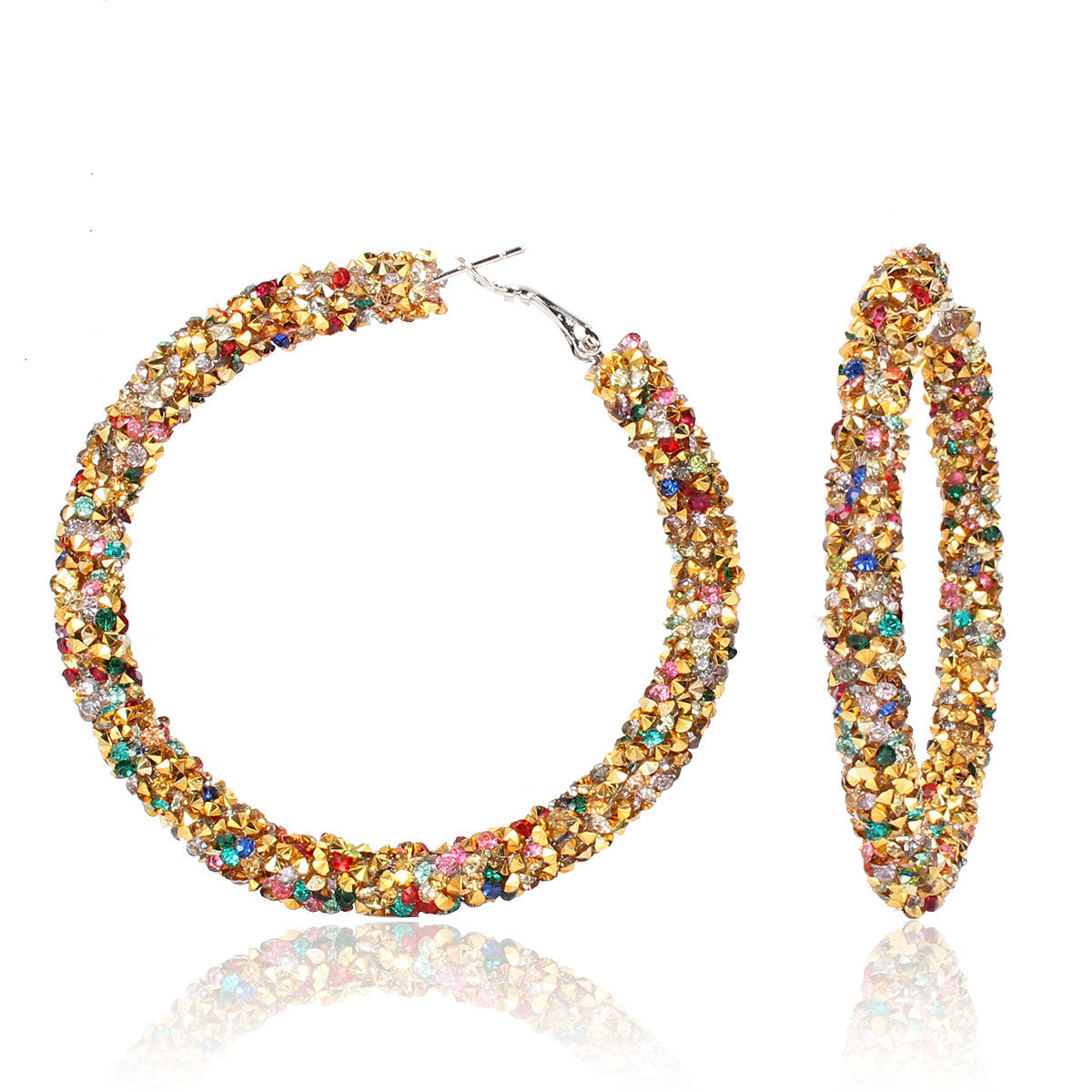 Wholesale Simple Rhinestone Large Hoop Earrings