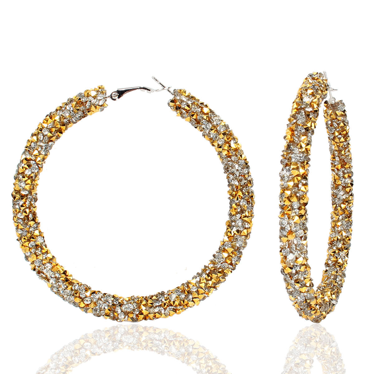 Wholesale Simple Rhinestone Large Hoop Earrings